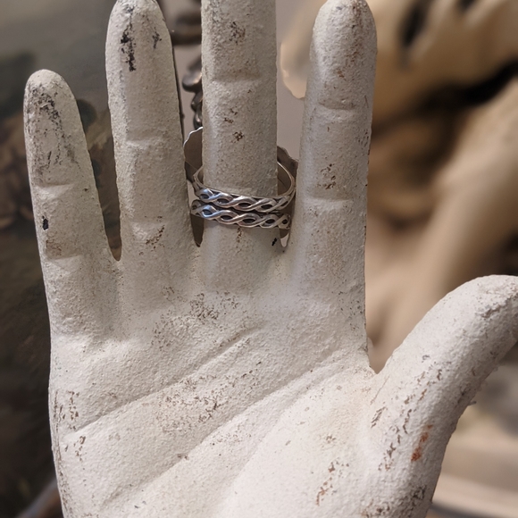 OOAK Sterling Silver Rainbow Moonstone Moon Ring - Picture 6 of 6